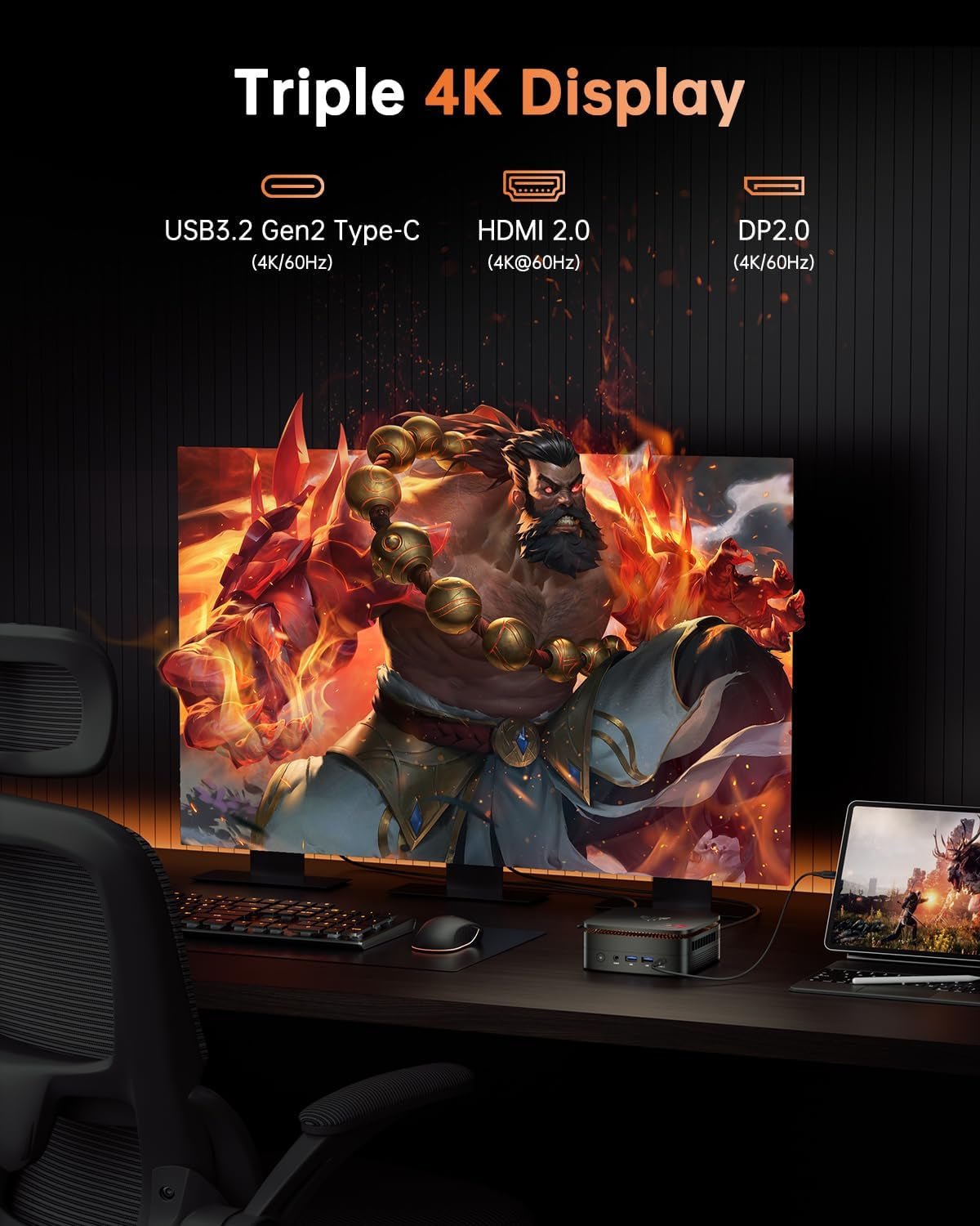Hyper H1 Mini Gaming PC, AMD Ryzen 7 7735Hs(Beats 7640HS/6800H), 24GB LPDDR5 1TB M.2 Nvme SSD Mini Pc(8C/16T,Up to 4.75Ghz), 16MB L3 Smart Cache, Triple 4K Display/Wifi6/Bt5.2/Mini Desktop PC - FMT store