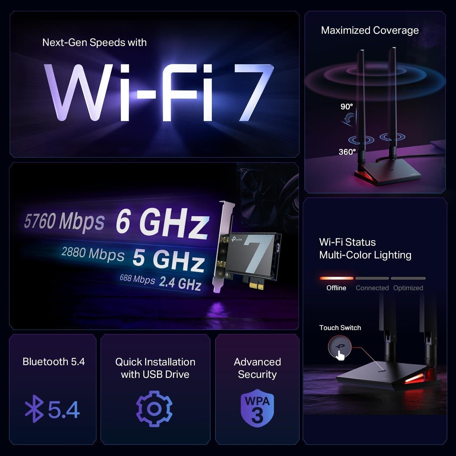 WiFi 7 PCle Adapter - Tri - Band + Bluetooth - FMT store