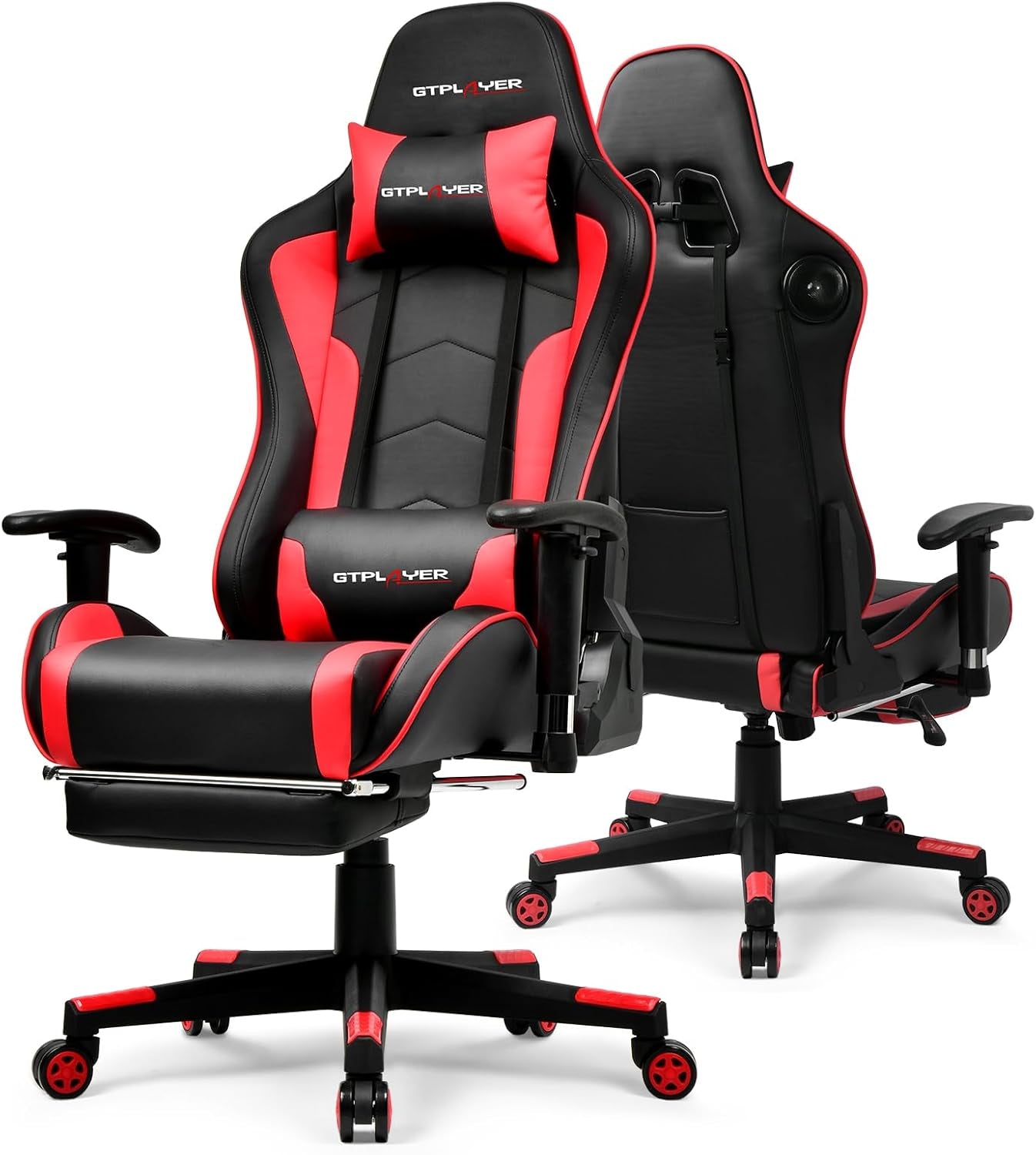 Gaming Chair with Bluetooth Speakers, Adjustable Backrest and Height, 3D Armrests, Footrest, Ergonomic Computer Chair for Gamers (Brick Red) - FMT store