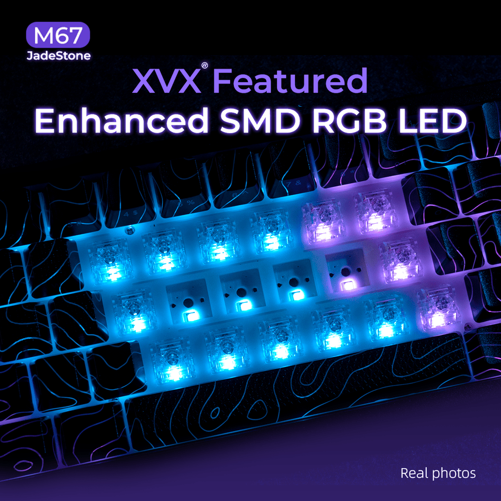 XVX M67 JadeStone Mechanical Keyboard With IMD - Tech Keycaps (Stellar White) - FMT store