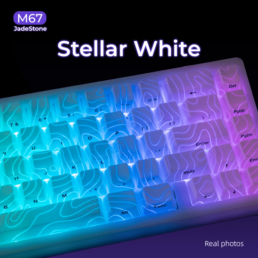XVX M67 JadeStone Mechanical Keyboard With IMD - Tech Keycaps (Stellar White) - FMT store