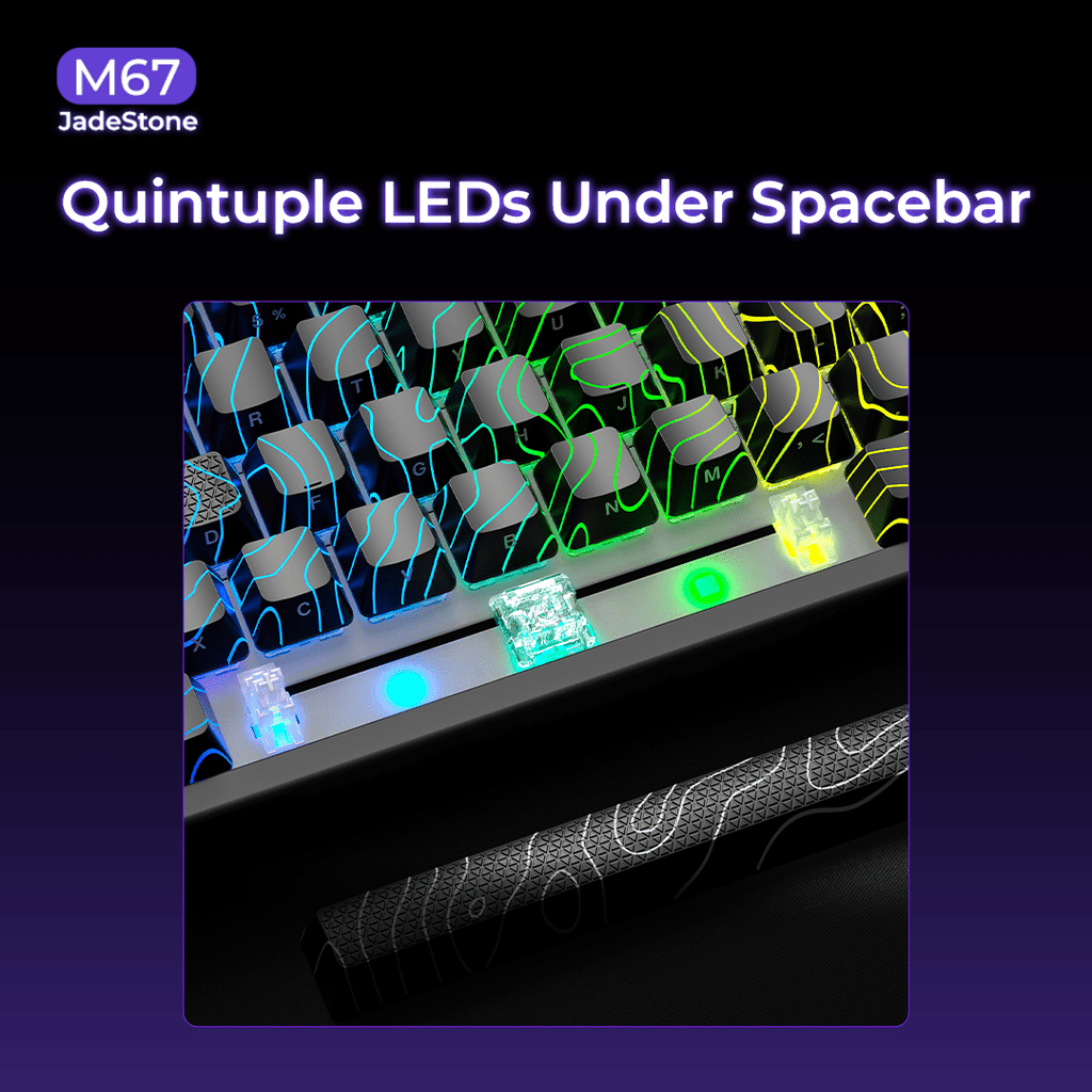 XVX M67 JadeStone Mechanical Keyboard With IMD - Tech Keycaps (Stellar White) - FMT store