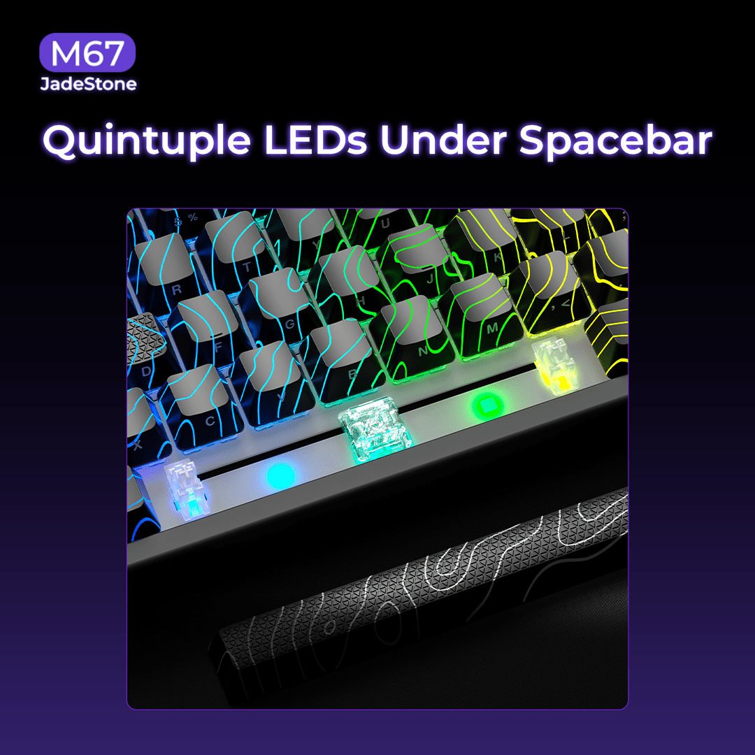 XVX M67 JadeStone Mechanical Keyboard With IMD - Tech Keycaps (Stellar White) - FMT store