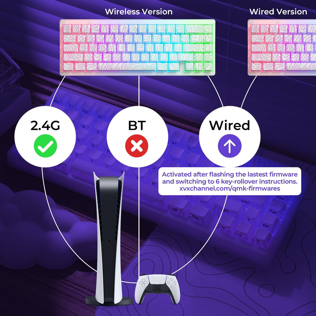 XVX M67 JadeStone Mechanical Keyboard With IMD - Tech Keycaps (Stellar White) - FMT store