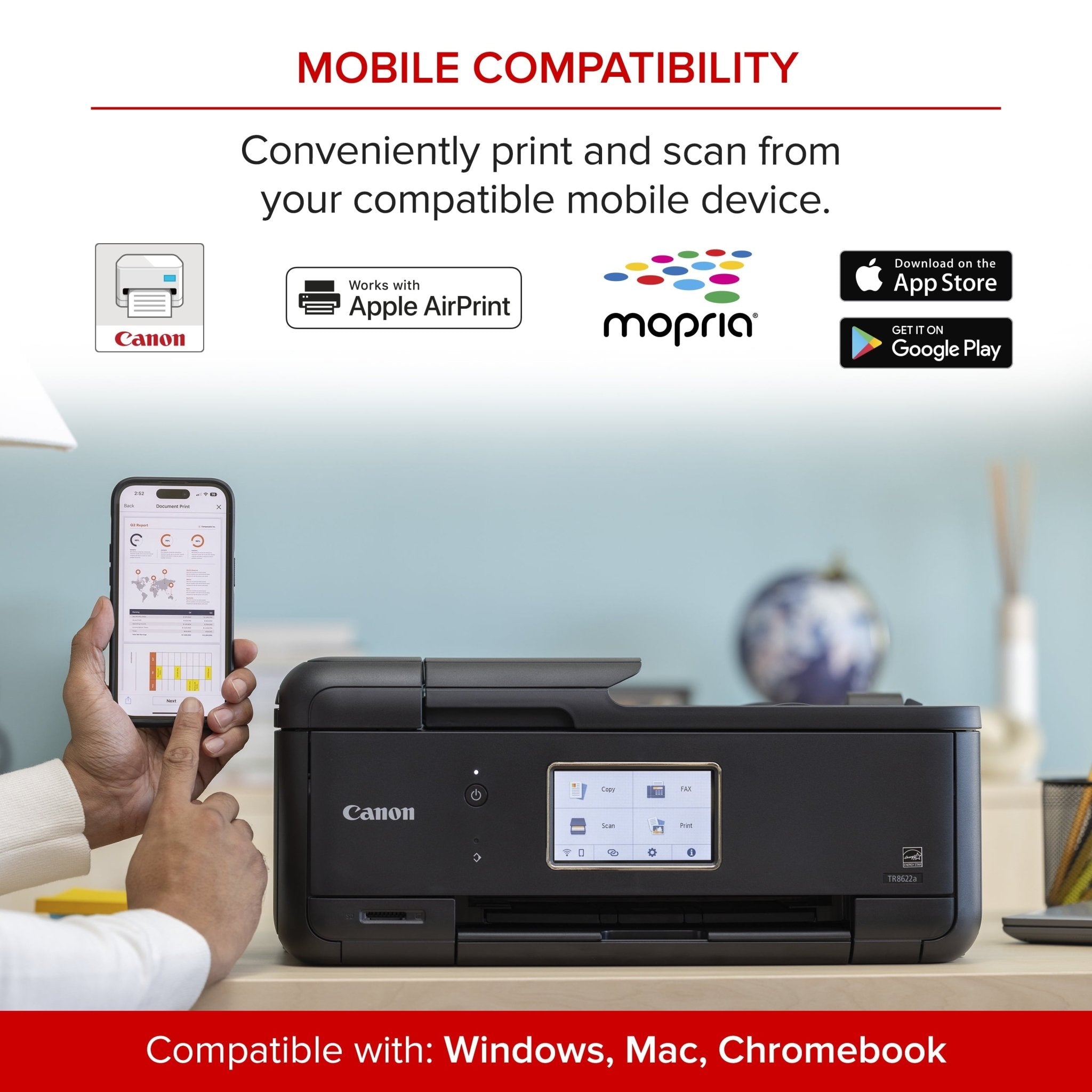 PIXMA Tr8622A Printer, Scanner, Copier All-In-One, Wireless Color Inkjet for Home Office Use - FMT store