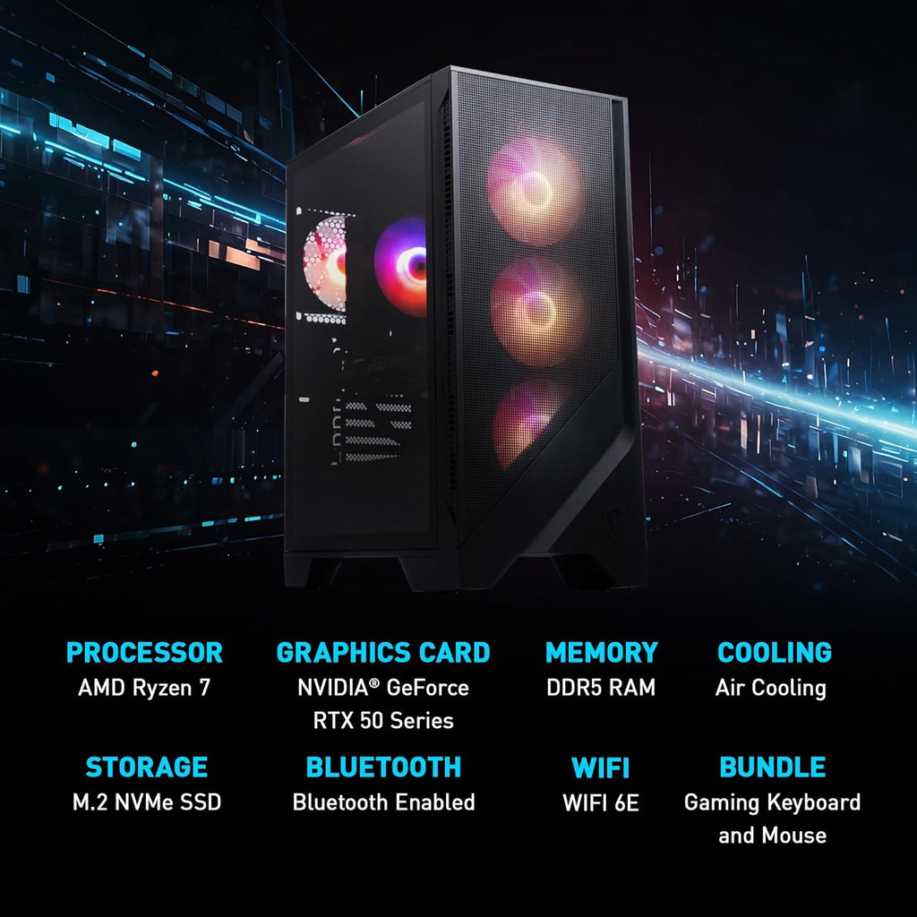Codex Z2 Gaming Desktop: AMD R7-8700F, Geforce RTX 5070, 32GB DDR5, 2TB M.2 Nvme SSD, USB Type-C, Vr-Ready, Windows 11 Home : A8NVP-436US - FMT store