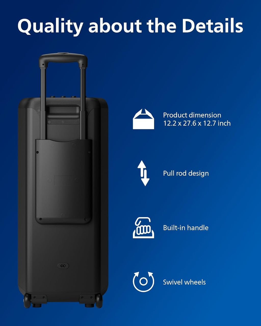 Philips X5206 Bluetooth Party Speaker - 14 Hours Play Time, Deep Bass, Party Lights, Karaoke Effects, Mic & Guitar Input, 80W Max Power, Black - FMT store