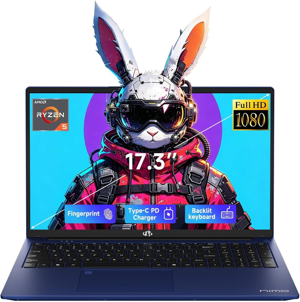 High Performance 17.3" FHD Gaming Laptop, AMD Ryzen 5 6600H, Radeon 660M Graphics, 16GB RAM, 512GB SSD - FMT store