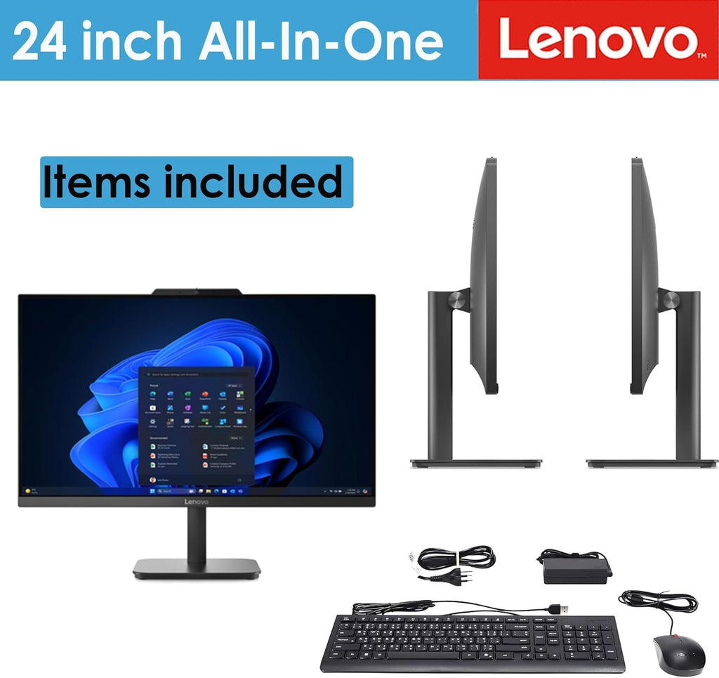 Ideacentre All-In-One Desktop Computer, 24" FHD Anti-Glare IPS Display, 16GB RAM, 512GB SSD, Intel 4-Core Processor, Wi-Fi 6, Bluetooth 5.2, Windows 11 Home, Everyday Use AIO - FMT store