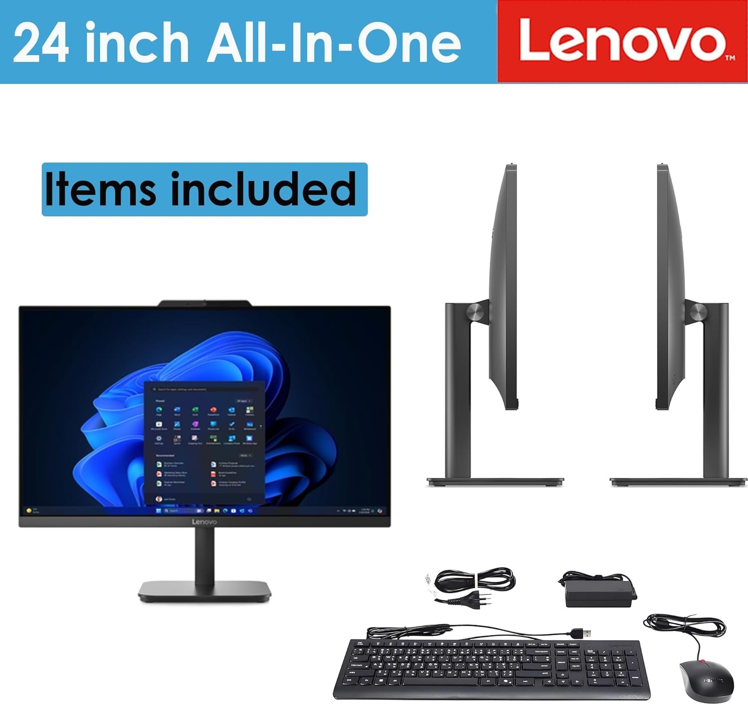 Ideacentre All-In-One Desktop Computer, 24" FHD Anti-Glare IPS Display, 16GB RAM, 512GB SSD, Intel 4-Core Processor, Wi-Fi 6, Bluetooth 5.2, Windows 11 Home, Everyday Use AIO - FMT store