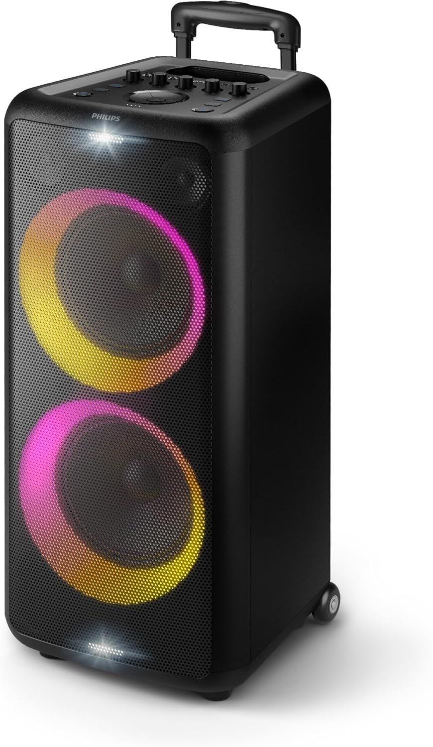 Philips X5206 Bluetooth Party Speaker - 14 Hours Play Time, Deep Bass, Party Lights, Karaoke Effects, Mic & Guitar Input, 80W Max Power, Black - FMT store