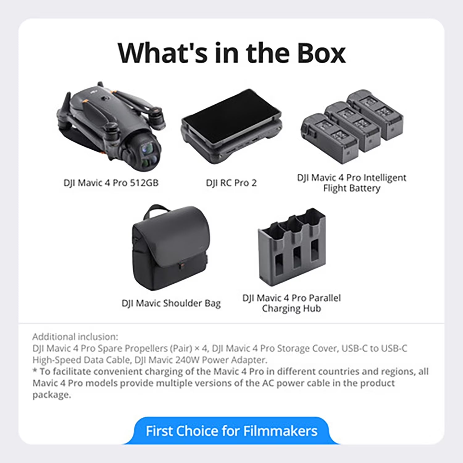 Mavic 4 Pro Triple Camera Flagship Drone Creator Combo ( RC Pro 2), 512GB Onboard Storage, 100MP Hasselblad Camera, 6K HDR Video, 0.1-Lux Nightscape, Obstacle Sensing Bundle with Deco Gear Kit - FMT store