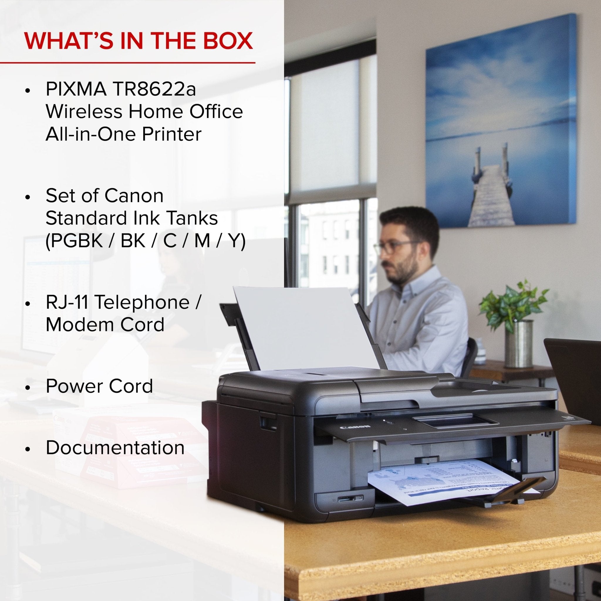 PIXMA Tr8622A Printer, Scanner, Copier All-In-One, Wireless Color Inkjet for Home Office Use - FMT store