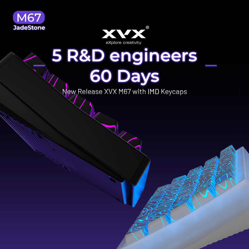 XVX M67 JadeStone Mechanical Keyboard With IMD - Tech Keycaps (Stellar White) - FMT store