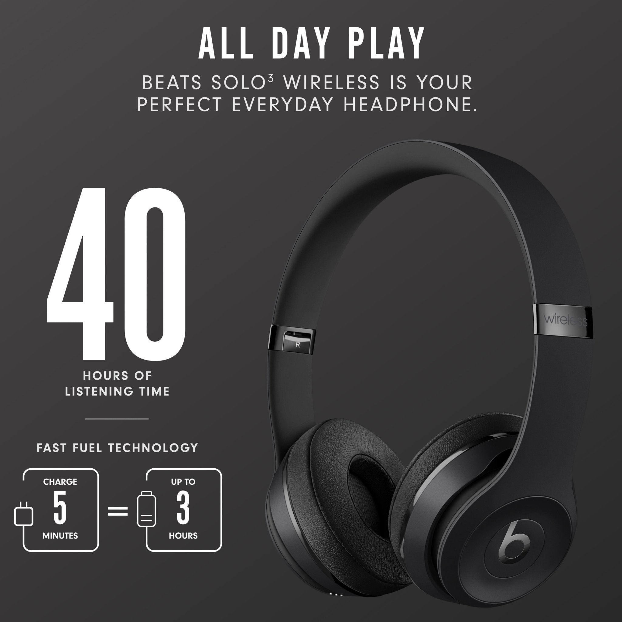 Solo3 Casual Listening Active Noise Cancellation Bluetooth On-Ear Headphones, Black - FMT store