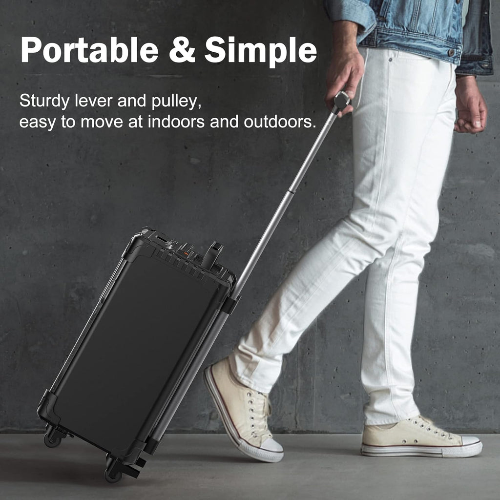 Karaoke Machine with 2 Wireless Mics, 10" Woofer 500W Peak Power Big Portable Bluetooth Speaker with Bass/Treble Adjustment, PA System with Remote Control, LED Lights, Rolling Wheels and Trolley - FMT store