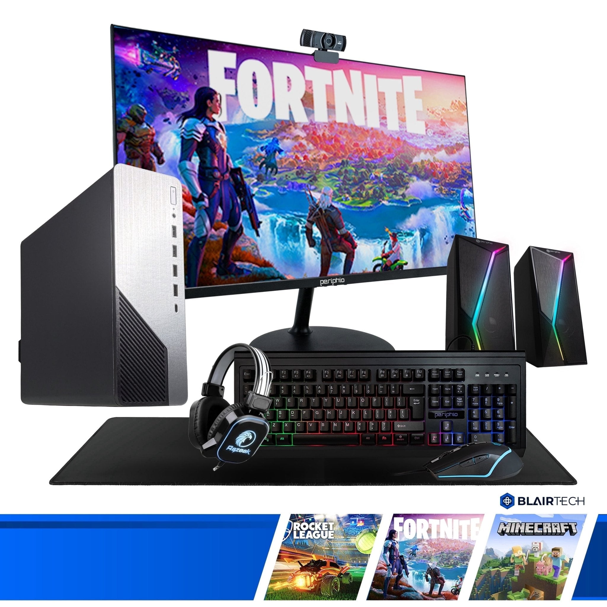 HP RGB Gaming Desktop Bundle: Core i5, 16GB RAM, 500GB SSD, NVIDIA GPU, Windows 11 - Home/School PC - FMT store
