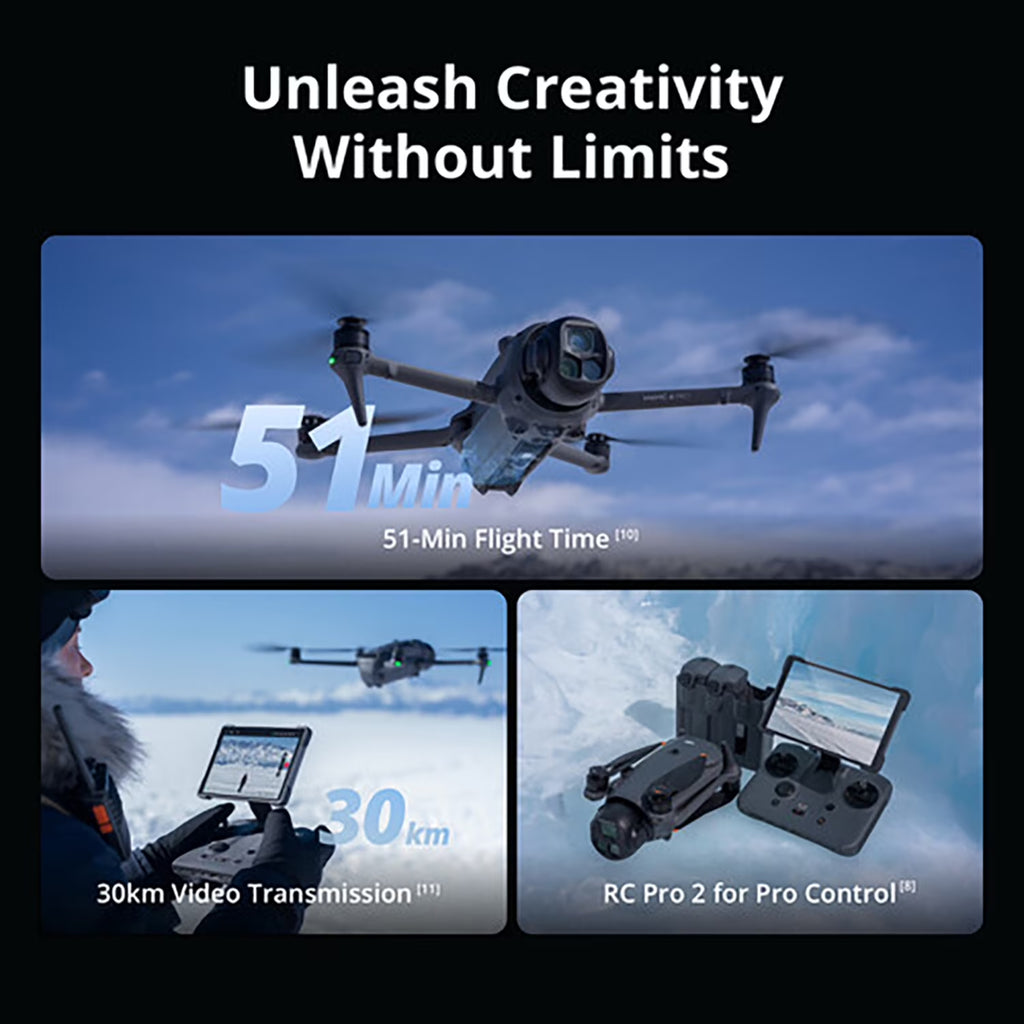 Mavic 4 Pro Triple Camera Flagship Drone Creator Combo ( RC Pro 2), 512GB Onboard Storage, 100MP Hasselblad Camera, 6K HDR Video, 0.1-Lux Nightscape, Obstacle Sensing Bundle with Deco Gear Kit - FMT store