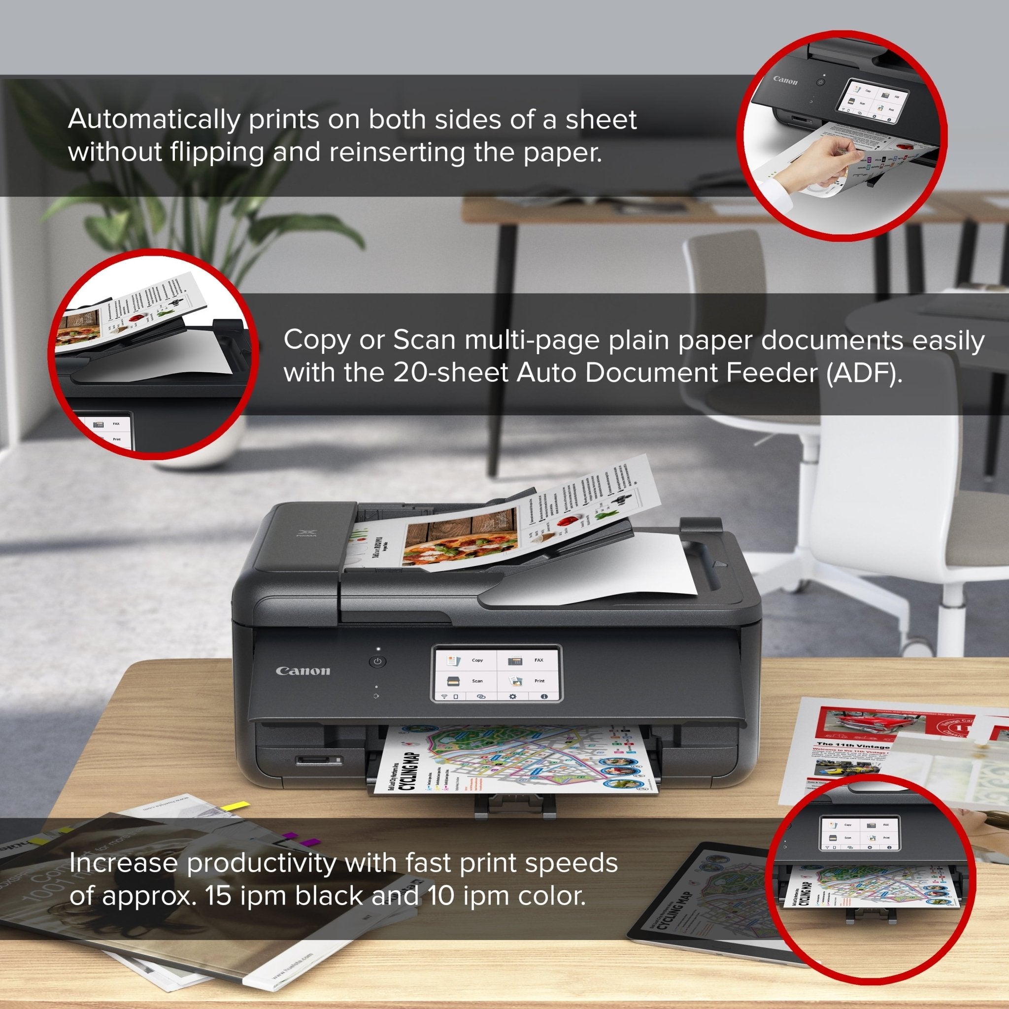 PIXMA Tr8622A Printer, Scanner, Copier All-In-One, Wireless Color Inkjet for Home Office Use - FMT store