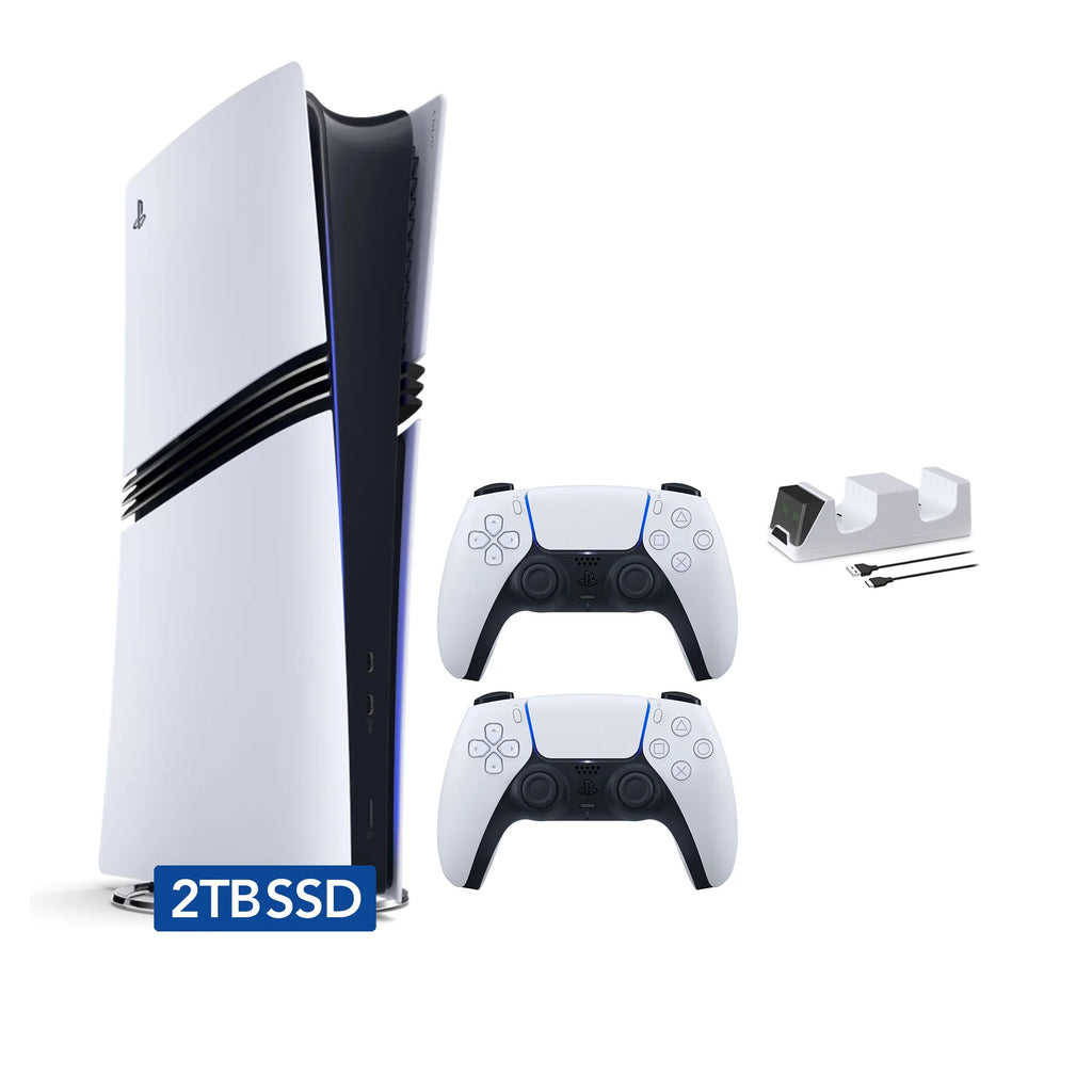 Playstation 5 Pro Flagship Bundle - 2TB SSD Digital Console + Two Dualsense Controllers + Mytrix Dual Controller Charger - FMT store
