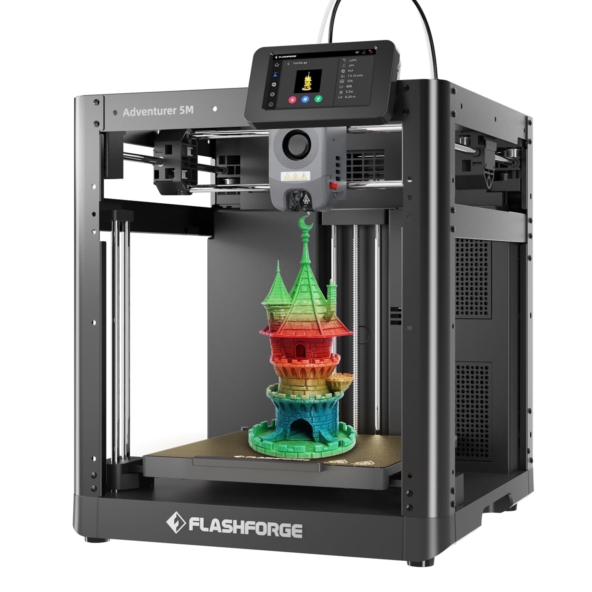 Adventurer 5M 3D Printer, Fully Auto Leveling & 600Mm/S High Speed Printing, Black - FMT store