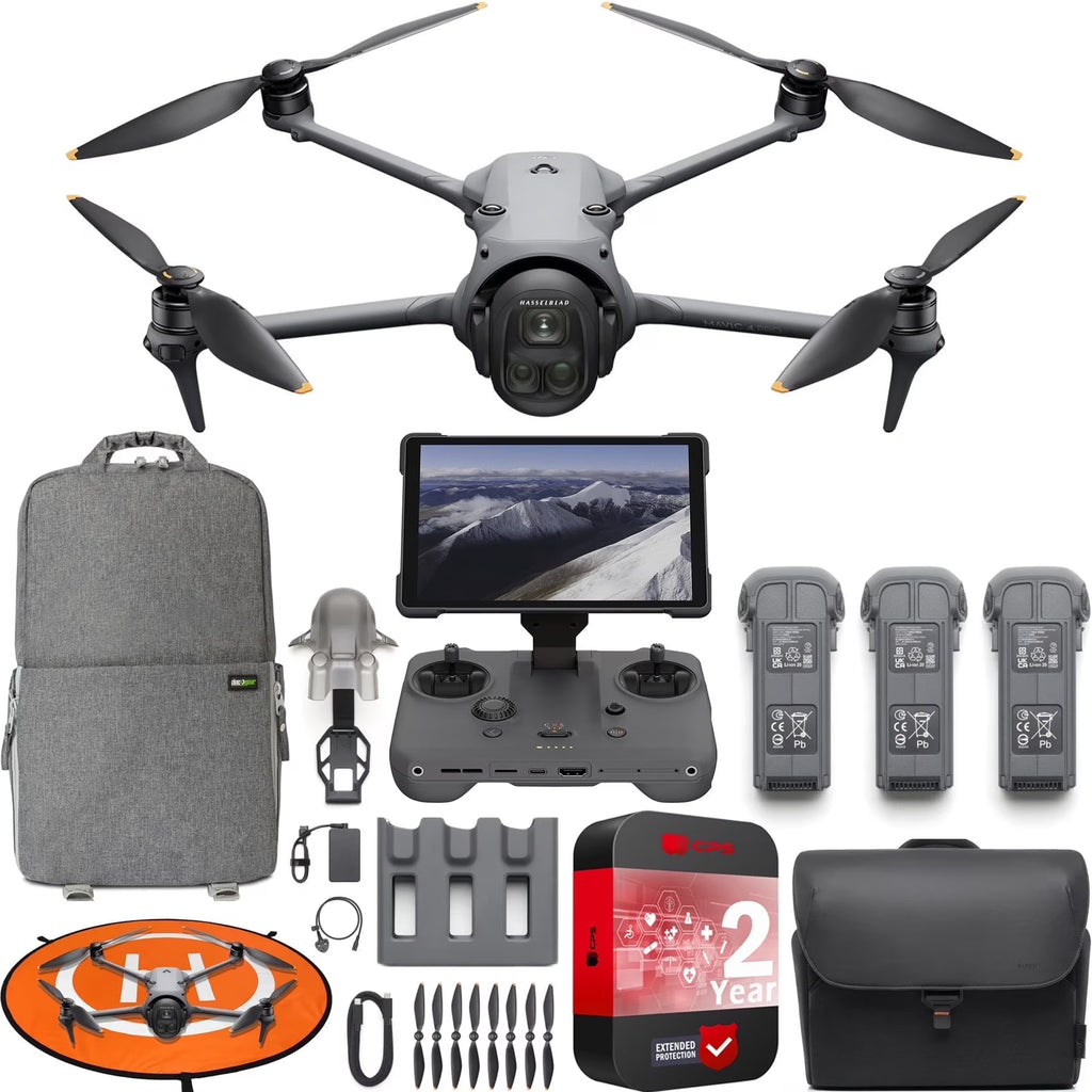 Mavic 4 Pro Triple Camera Flagship Drone Creator Combo ( RC Pro 2), 512GB Onboard Storage, 100MP Hasselblad Camera, 6K HDR Video, 0.1-Lux Nightscape, Obstacle Sensing Bundle with Deco Gear Kit - FMT store